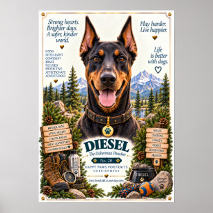 Doberman Pinscher Dog Portrait Diesel No. 20 Poster