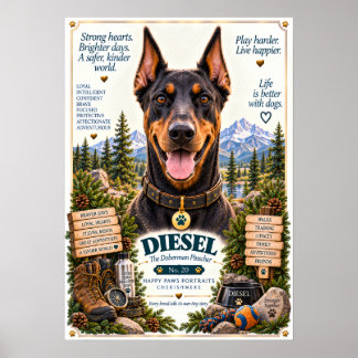 Doberman Pinscher Dog Portrait | Diesel No. 20 Poster