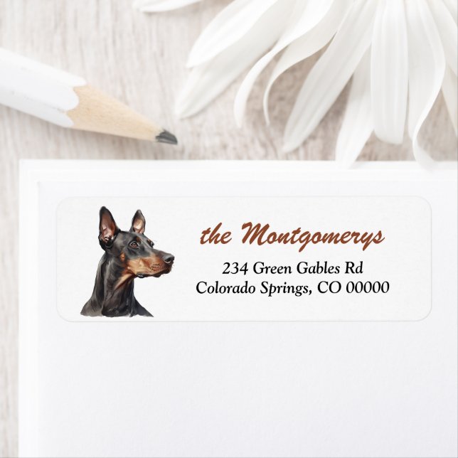 Doberman Pinscher Dog Portrait Return Address (Insitu)