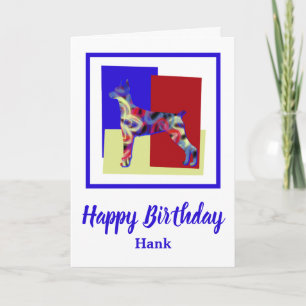 Doberman Pinscher Dog Red BlueYellow Birthday Card