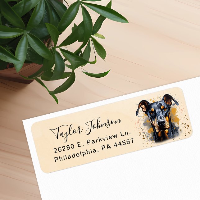 Doberman Pinscher Dog Return Address Label (Creator Uploaded)