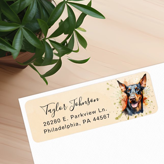 Doberman Pinscher Dog Return Address Label (Creator Uploaded)
