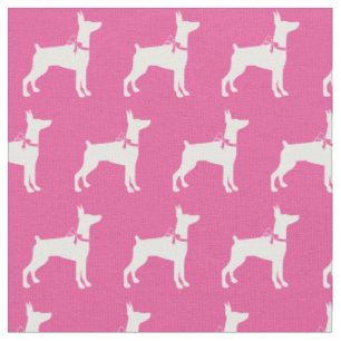 Doberman Pinscher Dog Silhouette Pet Dobie Pink Fabric