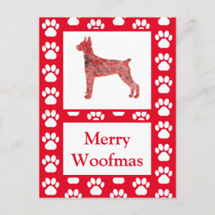 Doberman Pinscher Dog Silhouette R Merry Christmas Postcard