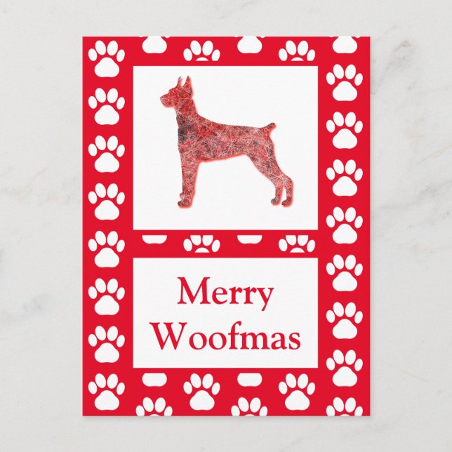Doberman Pinscher Dog Silhouette R Merry Christmas Postcard (Front)