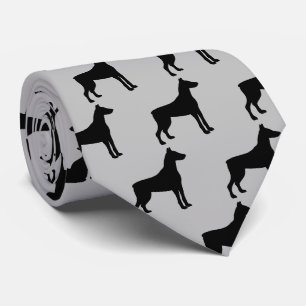 Doberman Pinscher Dog Silhouette Tie