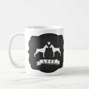 Doberman Pinscher Dog Silhouettes Love Coffee Mug