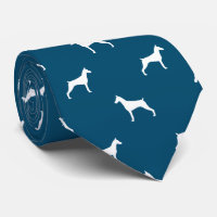 Doberman Pinscher Dog Silhouettes Pattern Blue