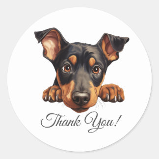 Doberman Pinscher Dog Thank You Classic Round Sticker