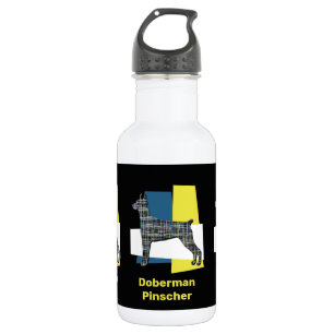 Doberman Pinscher Dog Yellow & Blue Grid 532 Ml Water Bottle