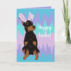 Doberman Pinscher Easter Bunny  Holiday Card