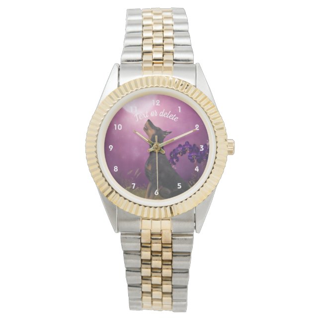 Doberman Pinscher Fantasy Animal Art Personalized Watch (Front)