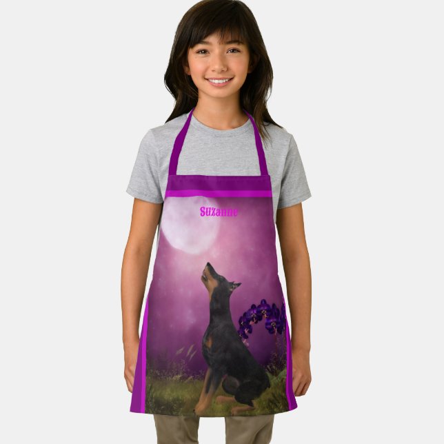 Doberman Pinscher Fantasy Moon Personalized Apron (Insitu)