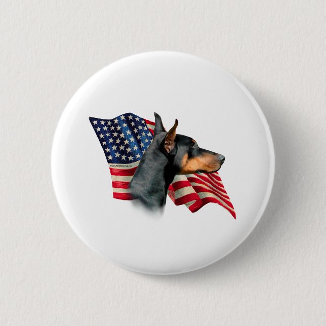 Doberman Pinscher Flag 2 Inch Round Button (Front)