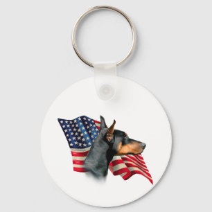 Doberman Pinscher Flag Keychain