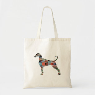 Doberman Pinscher Geometric Silhouette Plaid Tote Bag