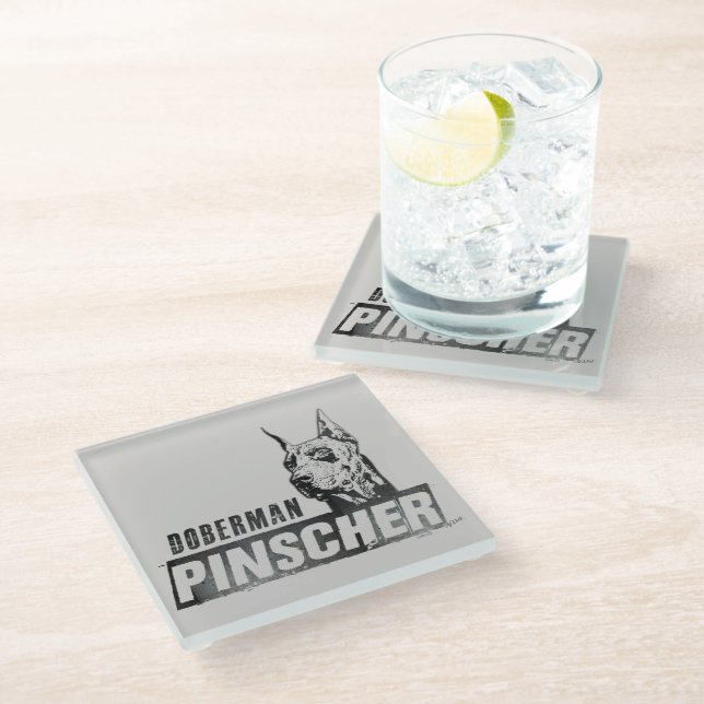 Doberman Pinscher   Glass Coaster (Angled)