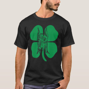 Doberman Pinscher Head Green Shamrock Saint Patric T-Shirt