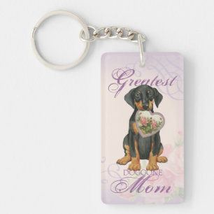 Doberman Pinscher Heart Mom Keychain