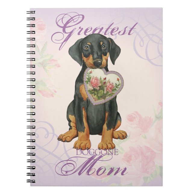 Doberman Pinscher Heart Mom Notebook (Front)