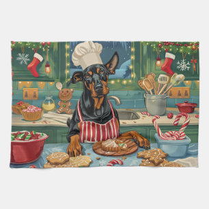 Doberman Pinscher Holiday Baking Festive Christmas Kitchen Towel