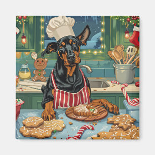 Doberman Pinscher Holiday Baking Festive Christmas Magnet