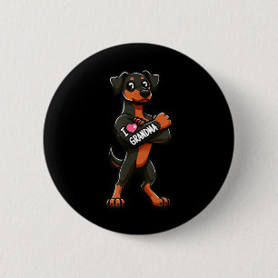 Doberman Pinscher I Love Grandma Funny Dog Tattoo 2 Inch Round Button