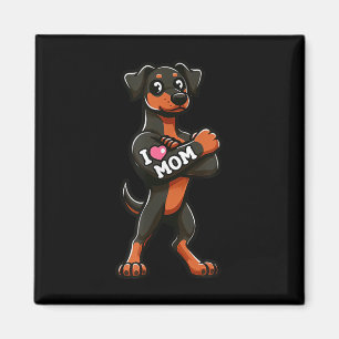 Doberman Pinscher I Love Mom Funny Dog Tattoo Magnet