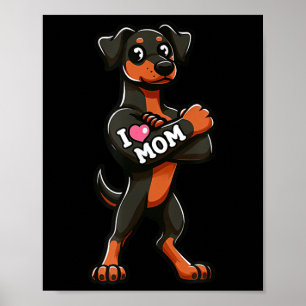 Doberman Pinscher I Love Mom Funny Dog Tattoo Poster