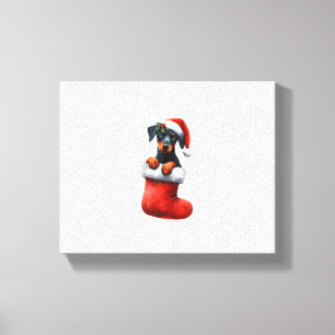 Doberman Pinscher In Sock Christmas Santa Hat Xmas Canvas Print