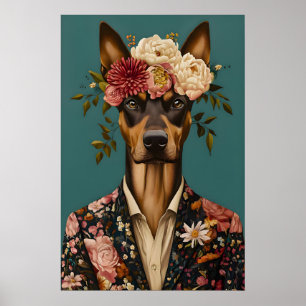 Doberman Pinscher In Suit Poster, Doberman Poster