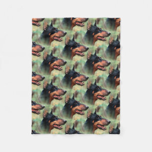 Doberman Pinscher in the Woods Fleece Blanket