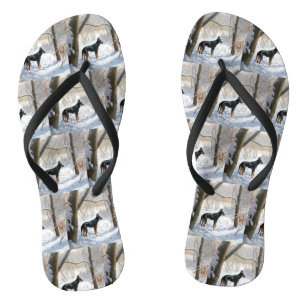 Doberman Pinscher Let It Snow Christmas Flip Flops