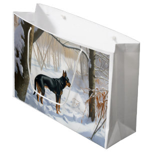Doberman Pinscher Let It Snow Christmas Large Gift Bag