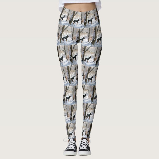 Doberman Pinscher Let It Snow Christmas Leggings (Front)