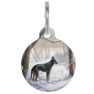 Doberman Pinscher Let It Snow Christmas Pet Tag