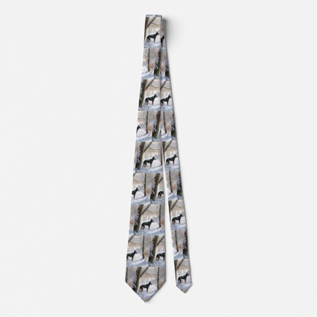 Doberman Pinscher Let It Snow Christmas Tie (Front)