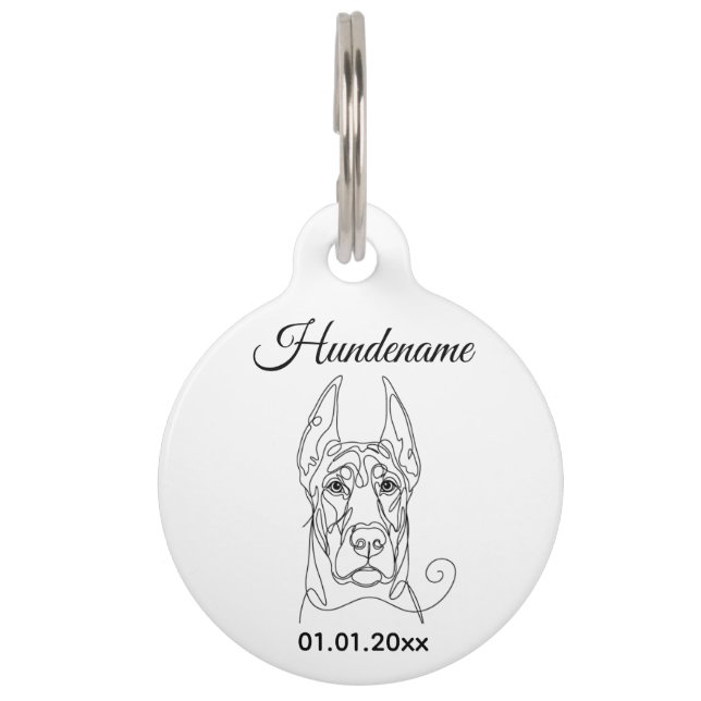Doberman Pinscher Line Art Personalized Tag (Front)