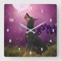 Doberman Pinscher Looking At Moon Animal Art