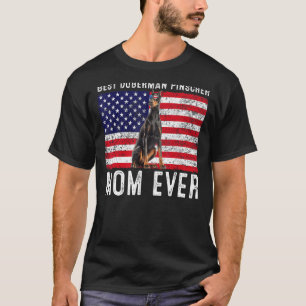 Doberman Pinscher Mom Usa American Flag Dog Owner T-Shirt