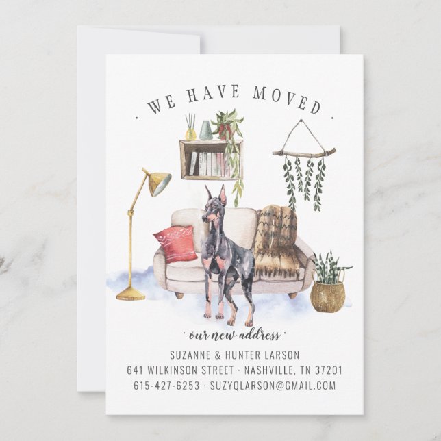 Doberman Pinscher Moving Announcement (Front)