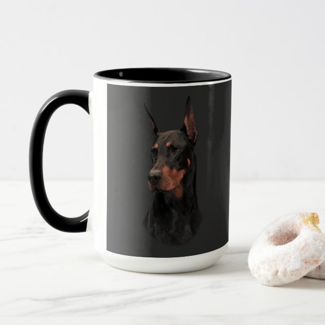 Doberman Pinscher Mug (With Donut)
