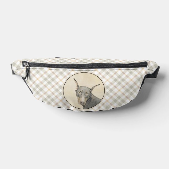 Doberman Pinscher Painting Dobie Cropped Dog Art Fanny Pack (Lay Down)