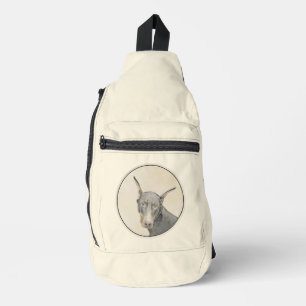 Doberman Pinscher Painting Dobie Cropped Dog Art Sling Bag