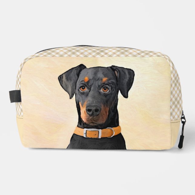 Doberman Pinscher Painting Dobie Uncropped Dog Art Dopp Kit (Front)