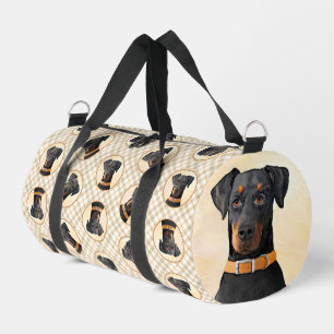 Doberman Pinscher Painting Dobie Uncropped Dog Art Duffle Bag