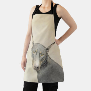 Doberman Pinscher Painting - Original Dog Art Apron
