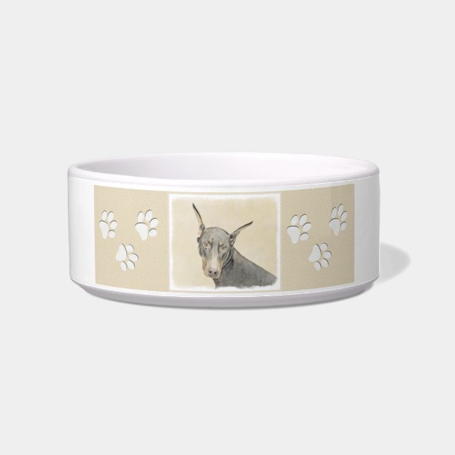 Doberman Pinscher Painting - Original Dog Art Bowl (Right)