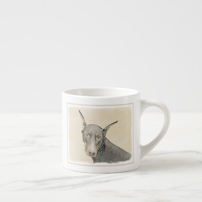 Doberman Pinscher Painting - Original Dog Art Espresso Cup (Right)