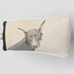 Doberman Pinscher Painting - Original Dog Art Golf Head Cover